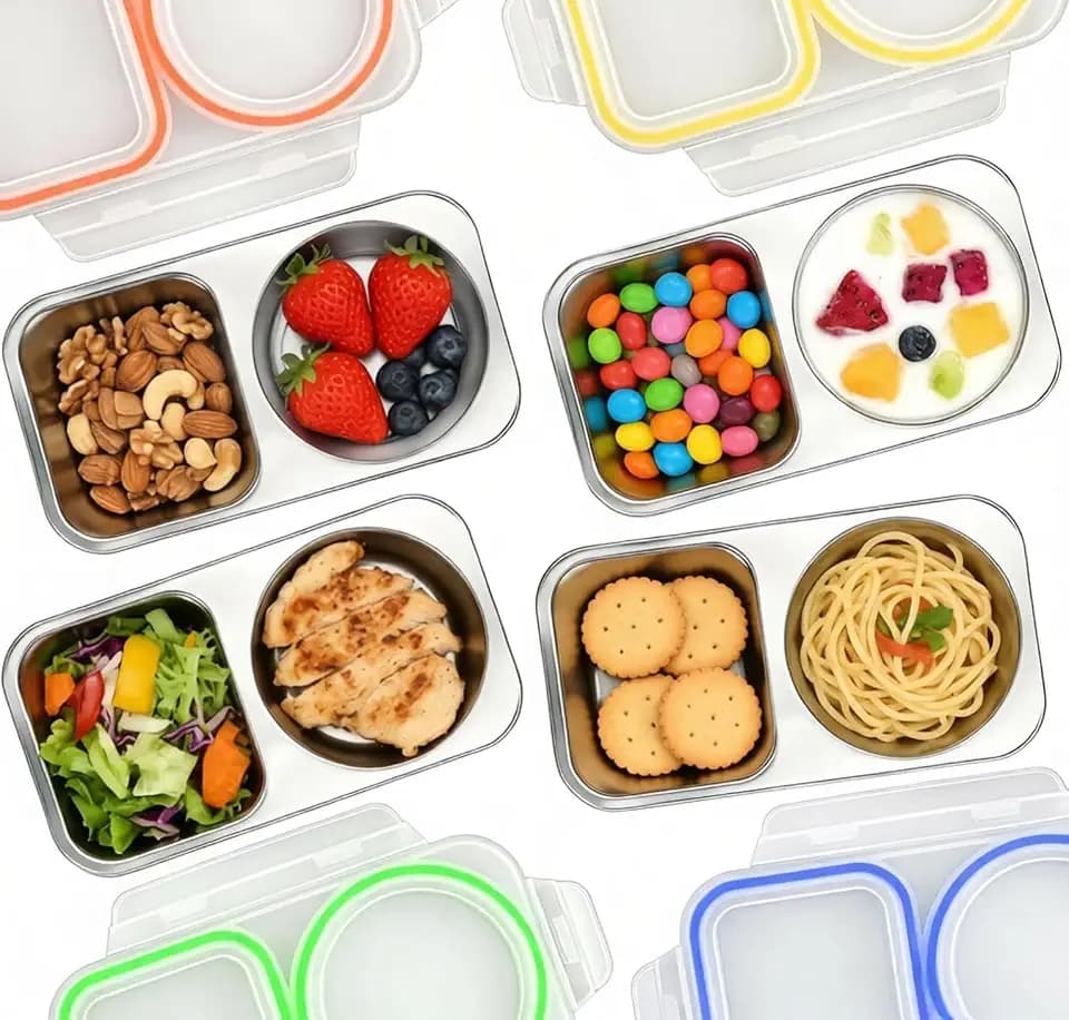 Stainless Steel Snack Containers, Snack Containers with Lids 4 Packs