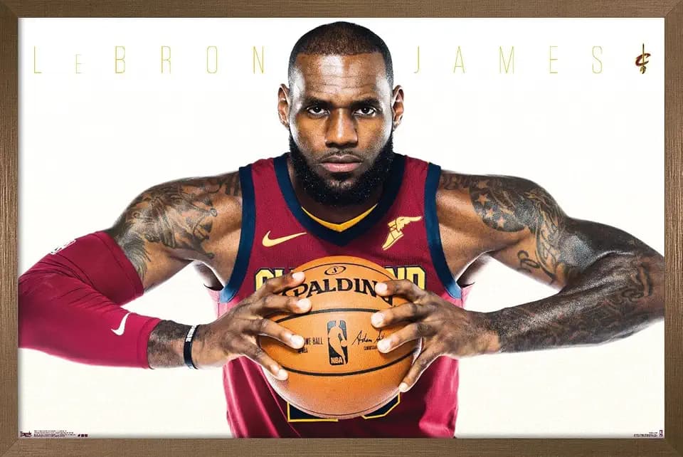 Trends International NBA Cleveland Cavaliers - Lebron James 17 Wall Poster, 22.4L x 14.7W, Bronze Framed Version