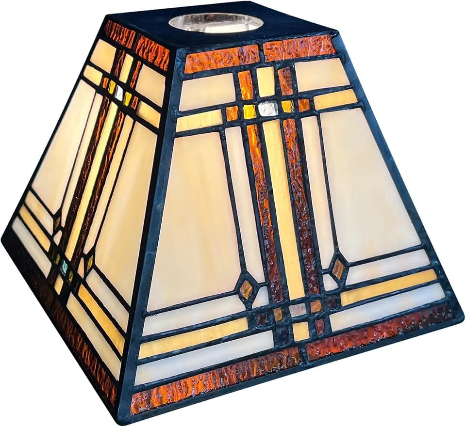 Capulina Tiffany Lamp Shade Mission Cream Stained Glass 7 Inches Wide