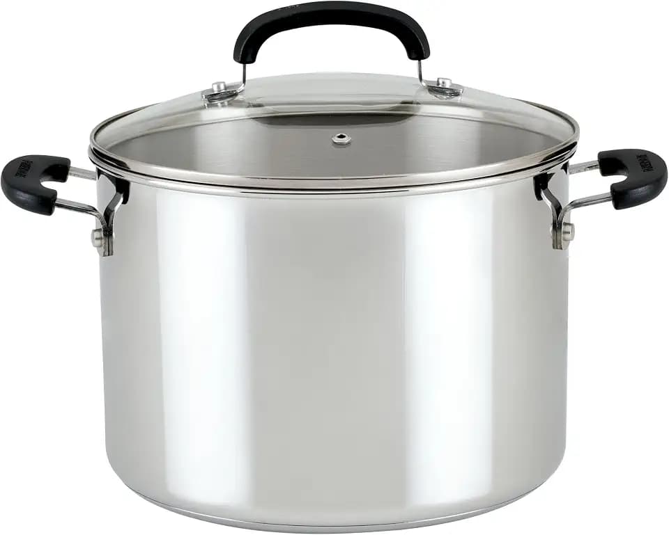 Farberware Brilliance Stainless Steel Stock Pot with Lid, 8 Quart