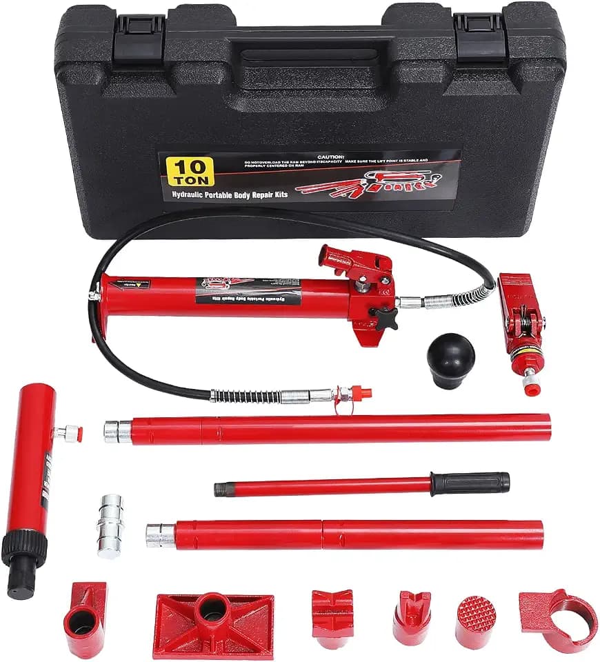 Hydraulische Wagenheber 10 Tonnen Hydraulikzylinder Bausatz Autokarosserierahmen-Reparaturset Mit Aufbewahrungskoffer Für Autoreparatur, LKW, Bauernhof