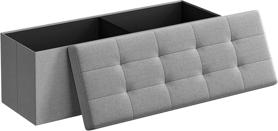 SONGMICS 43.3 Inches Folding Storage Ottoman Bench, Load 660 lb