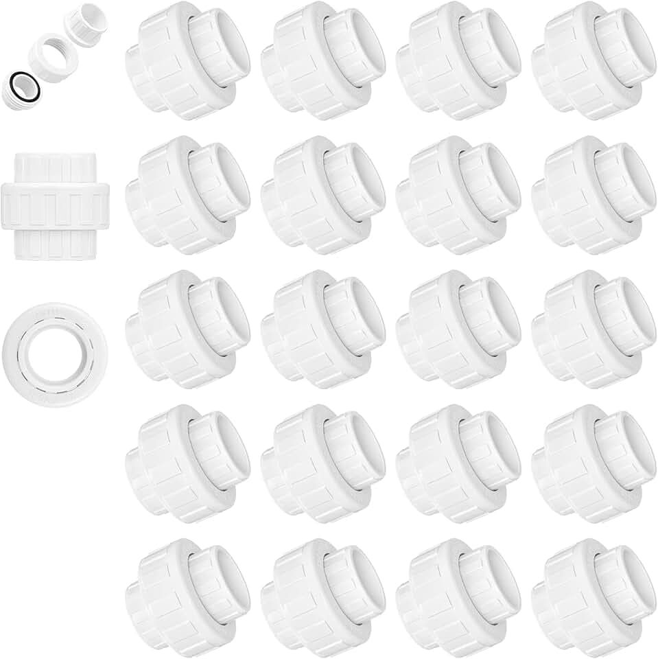 1 Inch PVC Union Coupling, Fits 1.315" OD SCH 40 PVC Pipe