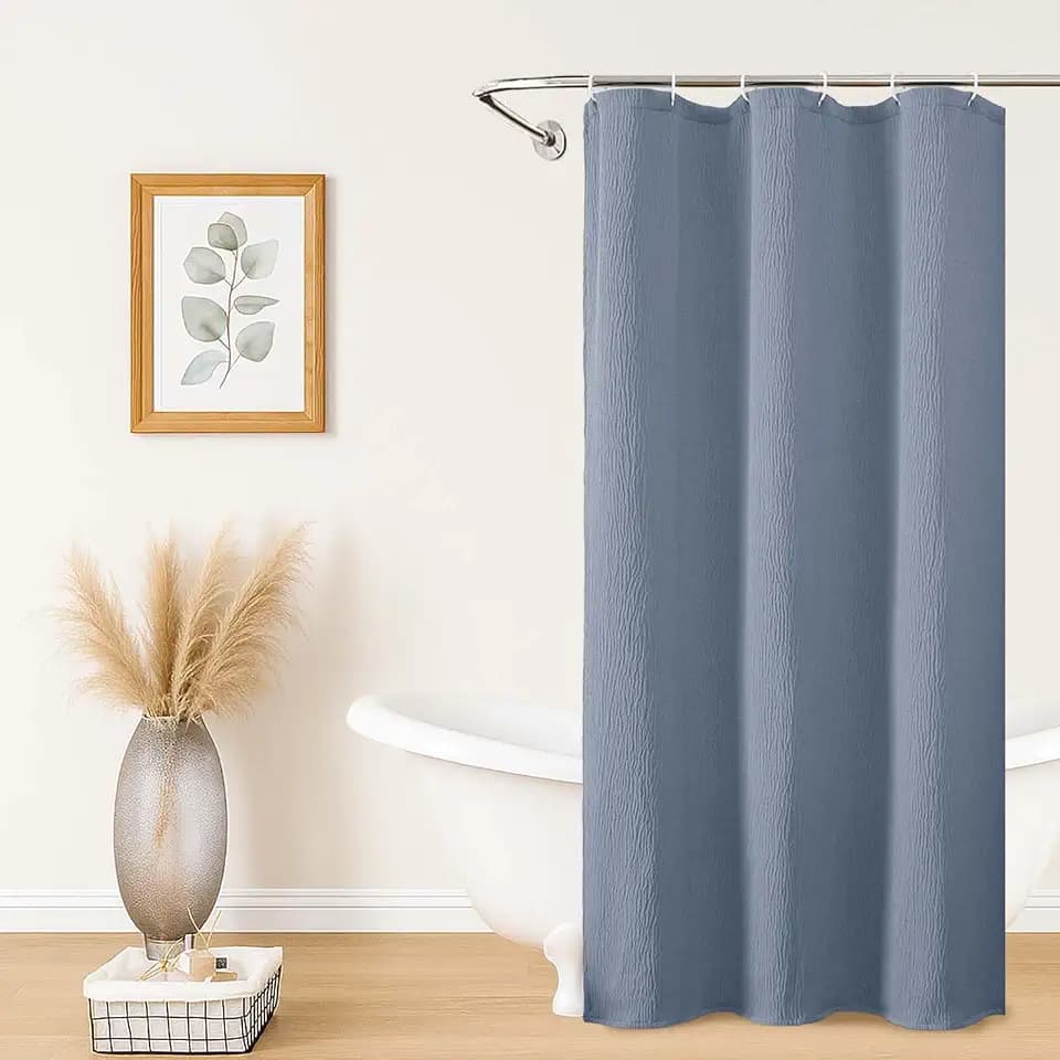 Aiyufeng 3D Textured Sky Blue Small Shower Curtain for Bathroom, Fabric Shower Curtain Heavy Duty Cloth, Stall Size Narrow Bathroom Curtains, Machine Washable, 36x72 Inches