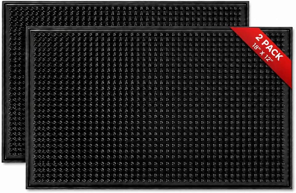 Premium Rubber Bar Mats 2 Pack 18"x12", Non-Slip Spill Mats