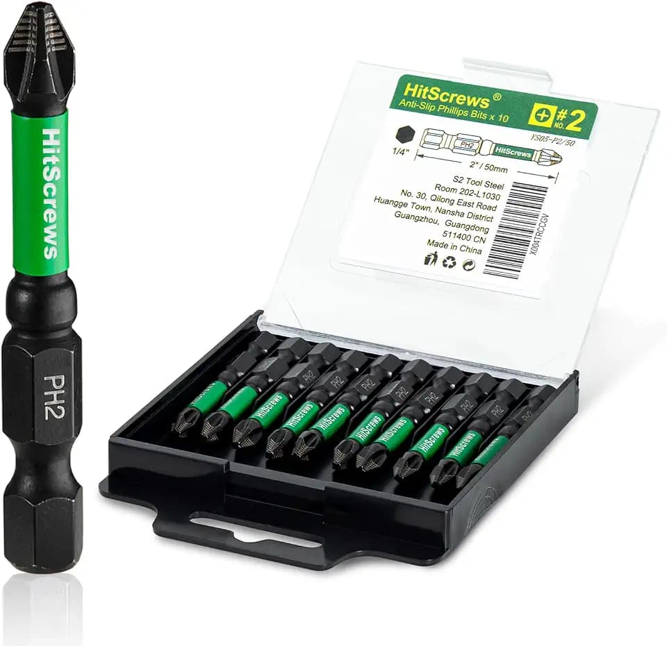 2 Inch Anti Slip Phillips Impact Driver Bits #2, New Precision Laser-Etched Micro-Slip Grip, S2 Steel Ph2 Magnetic Screwdriver Bits For Heavy-Duty Repairs & Home Improvement | 10 Pack