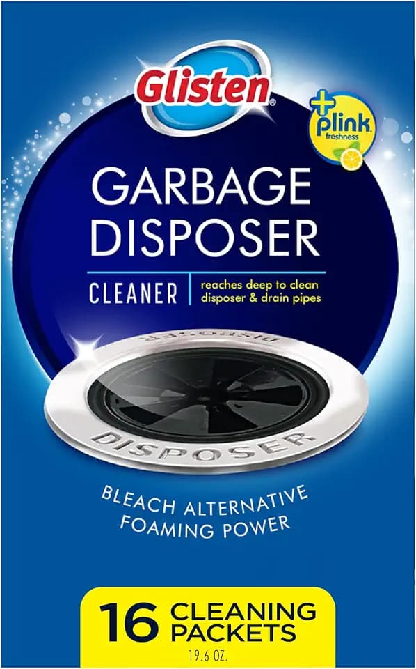 Glisten Garbage Disposer Cleaner, Lemon Scent Deodorizer, 16 Packets
