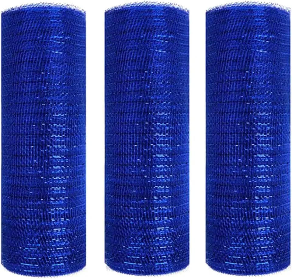 3 Rolls Royal Blue Deco Mesh Ribbon for Wreath Making Supplies