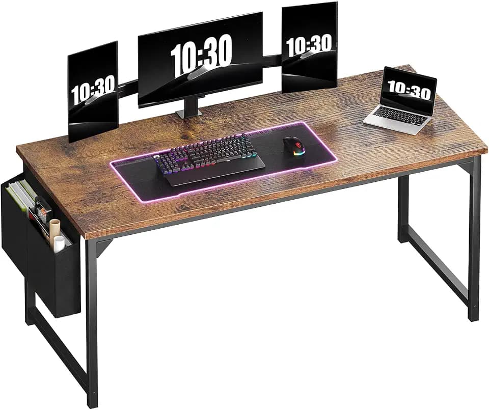 OLIXIS Computer Desk, 63 Inch Gaming Desks for Home Office Small Spaces