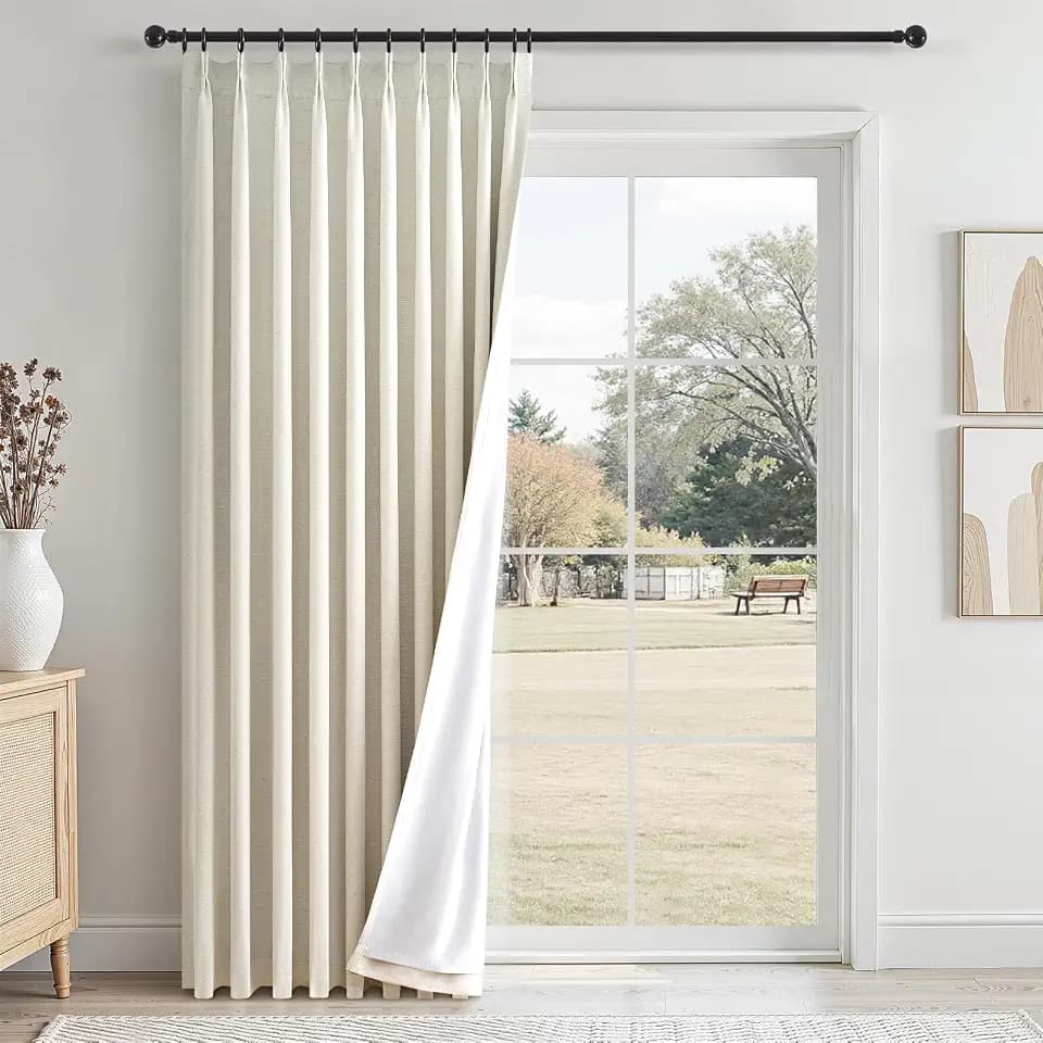 Topfinel 1 Panel 100% Blackout Pinch Pleated Birch Curtains 90 Inches Long