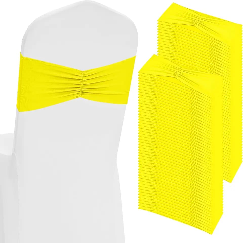 Spandex Chair Sashes,Yellow,100 Pcs,Chair Covers,Chair Bows