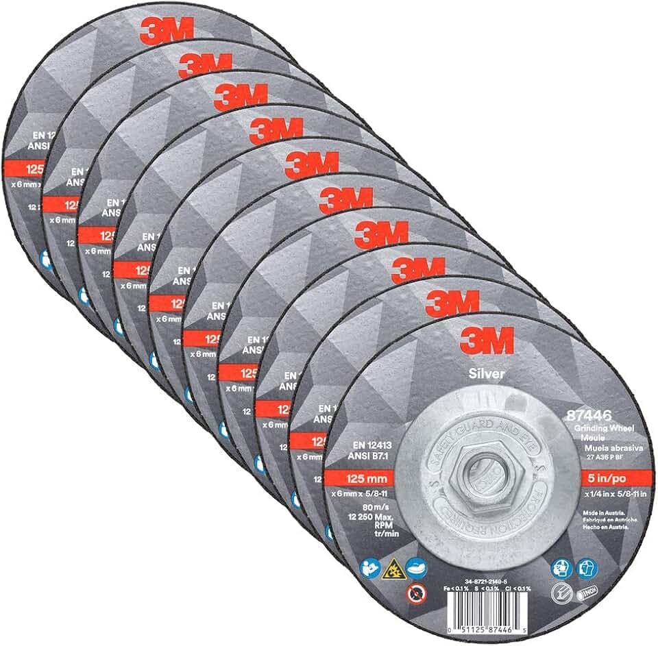 3M Silver Depressed Center Grinding Wheel, 87446, 36+, T27 Quick Change