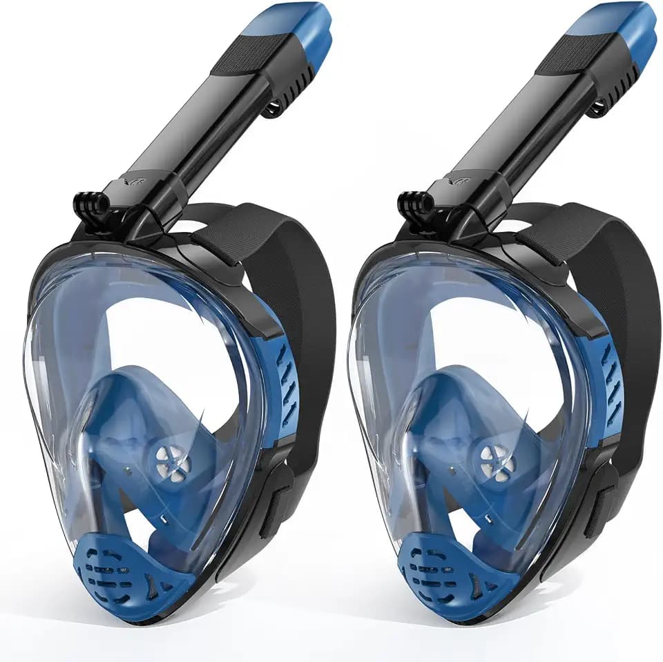 Full Face Snorkel Mask, Snorkeling Gear for Adults, Scuba Mask Diving Dry Top Snorkel Gear with Detachable Camera Mount, 180° Panoramic View Anti-Leak Anti-Fog Travel Package
