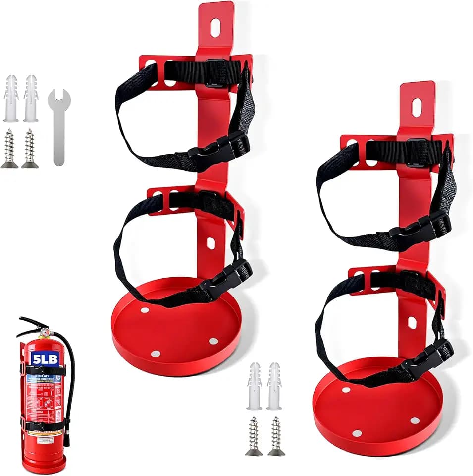 2 PCS Fire Extinguisher Wall Mount Bracket, Heavy Duty Quick Release Metal Holder for 5 lb Extinguishers