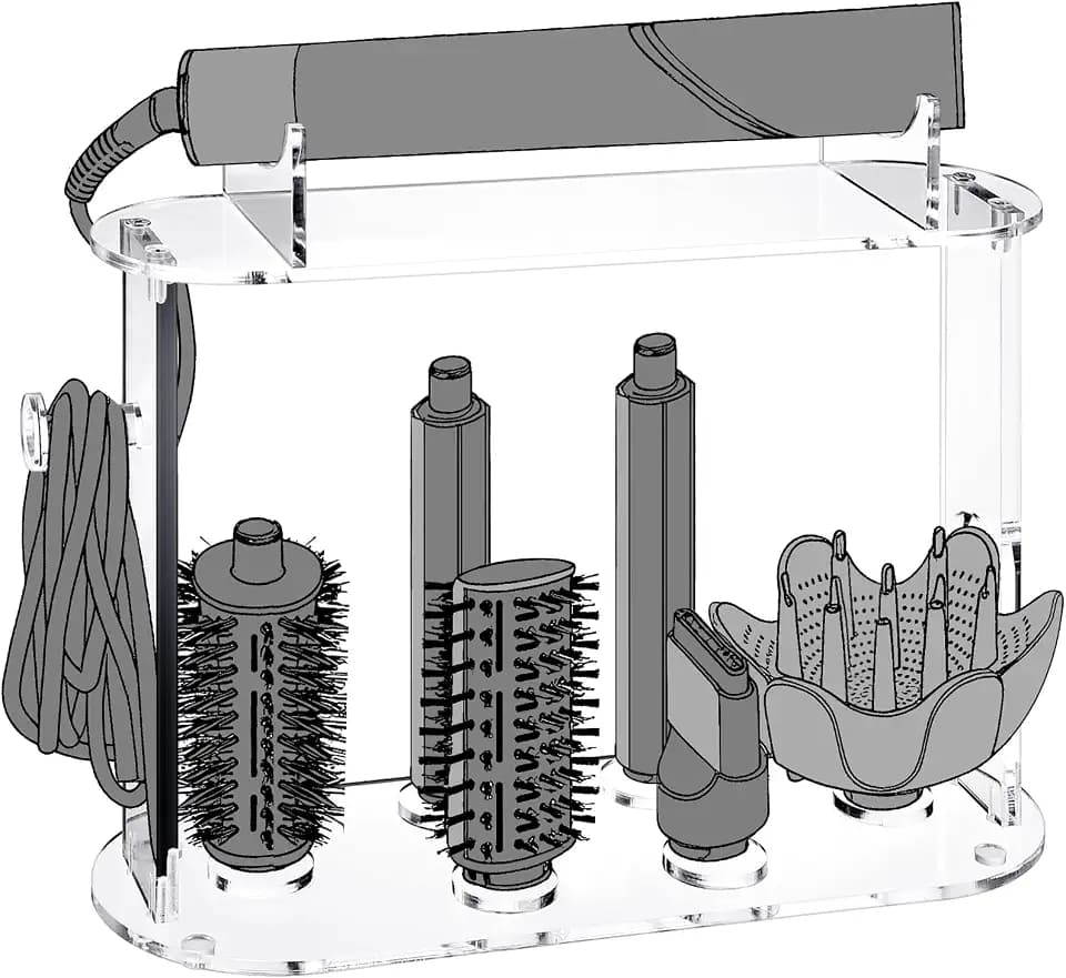 Storage Holder Compatible with Shark Flexstyle HD430C Desktop Organizer for Storage Attachments Acrylic Hairdryer Holder with Cord Hanger for Accessories(Clear)