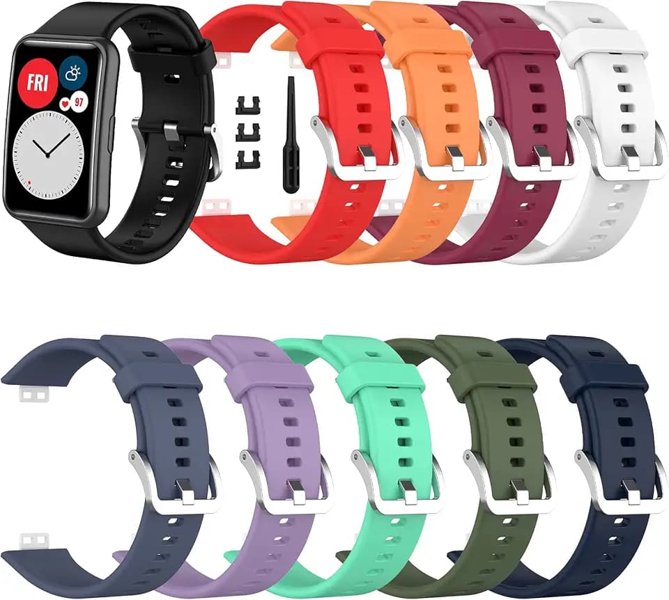 SenMore 【10-teilige Armbänder Kompatibel mit Huawei Watch Fit Armband Ersatz Armband Ersatz Sport Silikonarmband Geeignet für Huawei Watch Fit