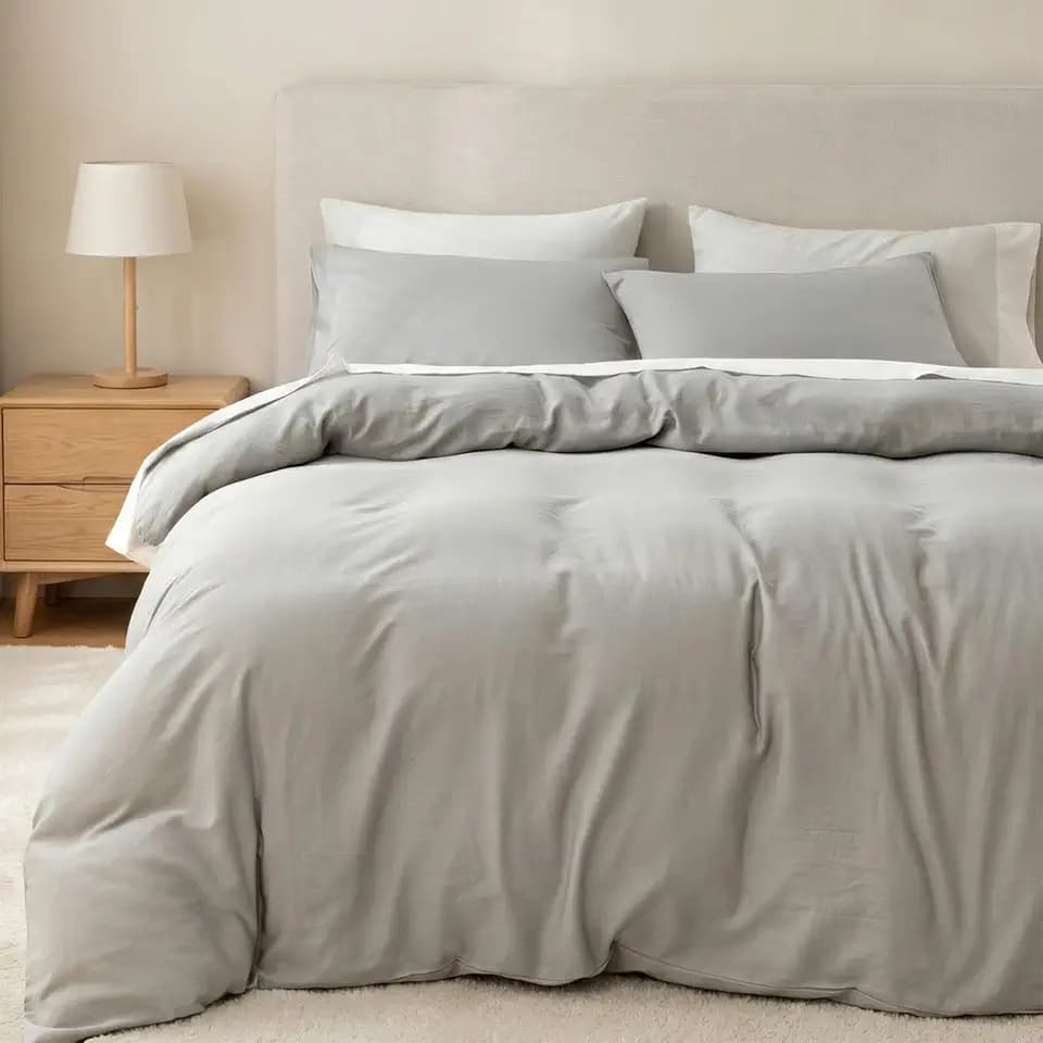 HeimenAogo Egyptian Cotton Duvet Cover Set Twin/Twin XL, Ultra Soft and Breathable Comforter Set with Zipper Closure, High Thread Count Long Staple Cotton Blanket Cover 2pcs, Grey
