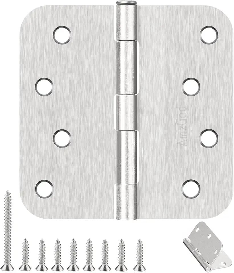 4 Inch Exterior Door Hinges Brushed Nickel 24 Pack with 5/8" Radius