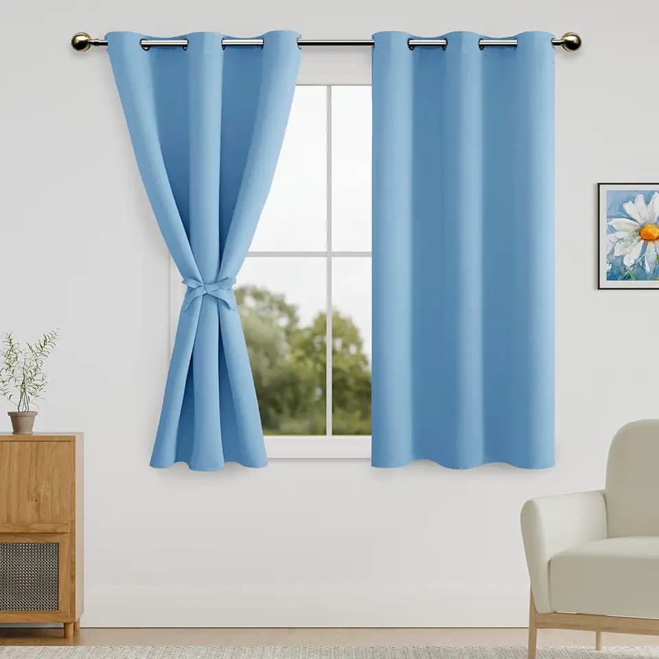 DWCN Blackout Curtains for Bedroom, 38 x 45 inch, Light Blue, Set of 2