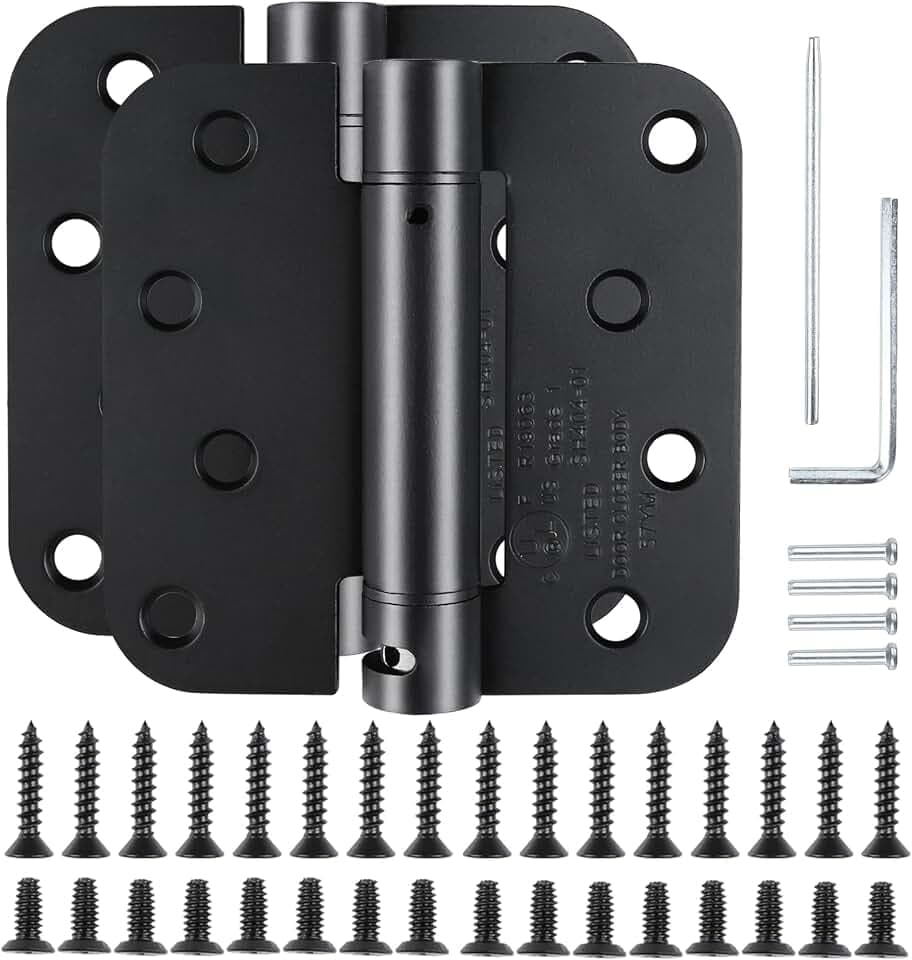 KIW Automatic Self-Closing Matte Black Door Hinges 4 Inch x 4" 5/8" Radius