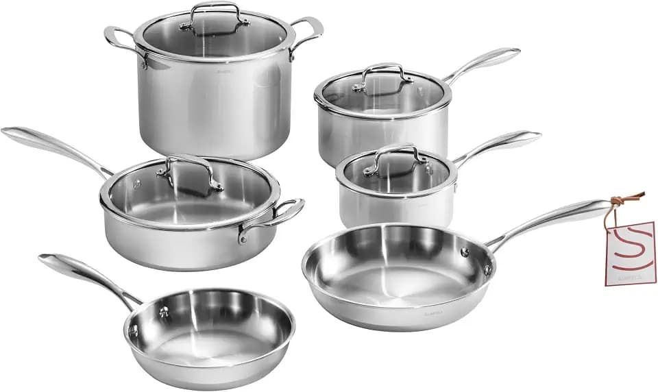 5 Ply Clad 10 Pcs Stainless Steel Pots and Pans Set