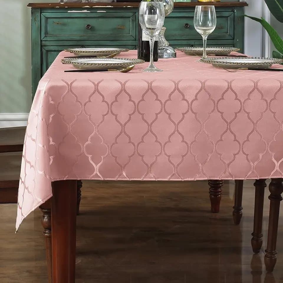 SASTYBALE Pink Tablecloth Rectangle Jacquard, 60" x 102" Table Cloth