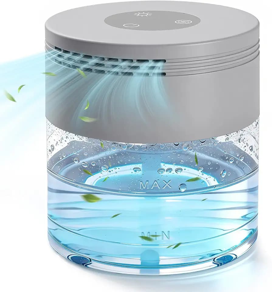 Water Air Purifier, Water Based Air Purifier for Home with 48H Auto Shut-off, 3 Speeds, Air Washer with 8 LED Night Lights, Air Freshener Revitalizer for Bedroom Office Room Pets Smoke