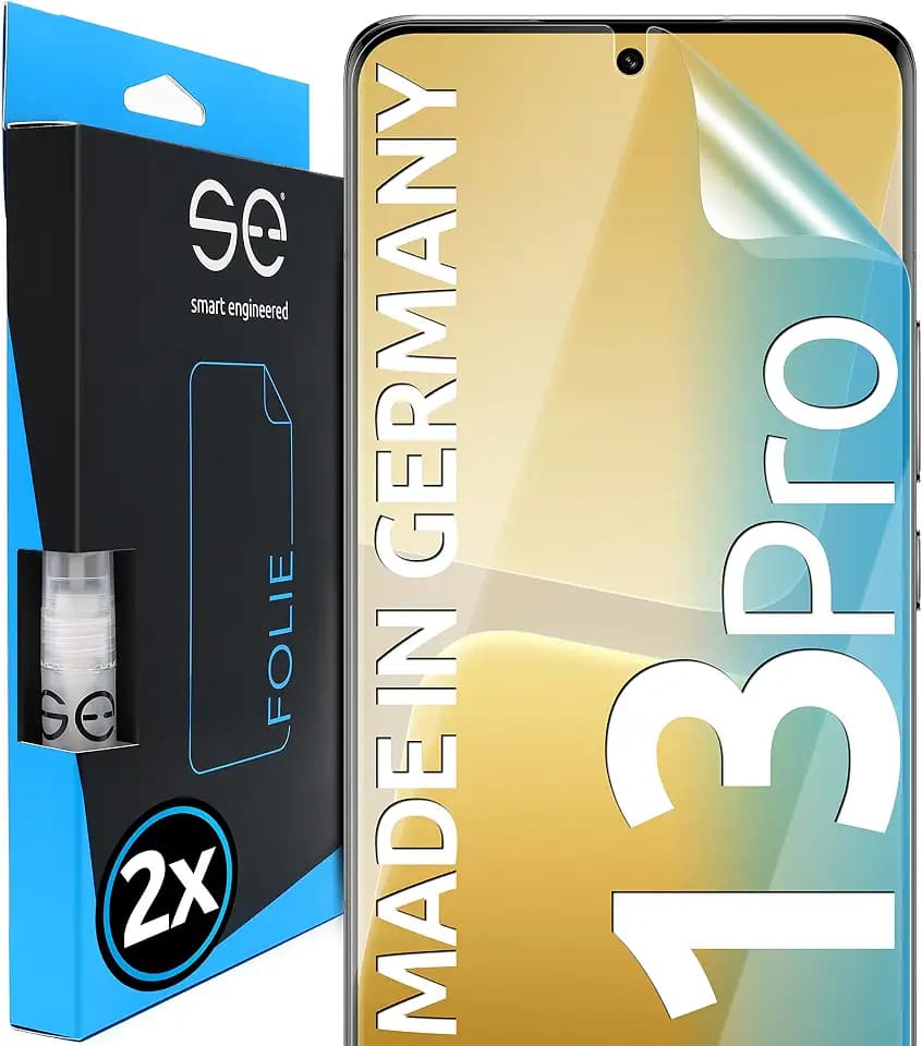 2x se® 3D SCHUTZFOLIE Transparent für Xiaomi 13 Pro,Selbstheilend, 100% Fingerabdruck & FaceID kompatibel, einfache blasenfreie Installation, Ultra-Klar, Stoß-Kratzfest, aus Deutschland