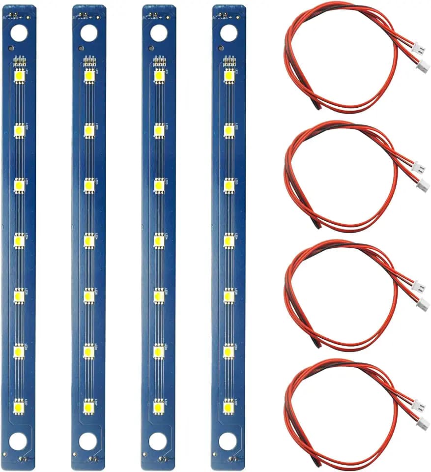 4 Pack AD5M AD5X LED Light, Plug & Play 24V LED Strip Fits for Flashforge Adventurer 5M/5M Pro/AD5X, 7 Beads Cold White, No Magnet Easy Install 3D Printer Lamp Kit, 24V LED Strip