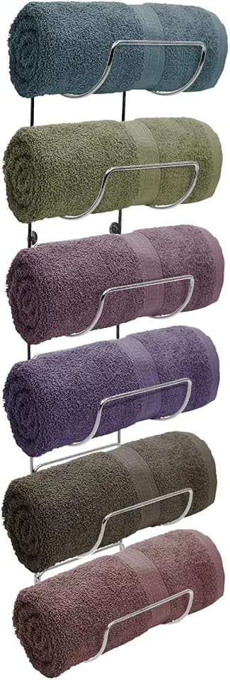 Sorbus Towel Rack, 6-Compartment Wall-Mount, Wall-Mounted (Silver)