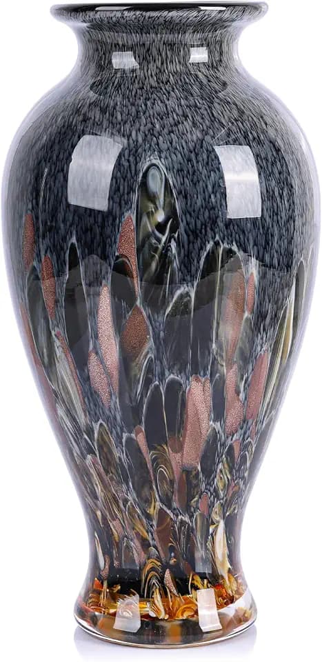 Smoked Hand Blown Glass Vase 11.8" Tall Beautiful Designer Flower Vase