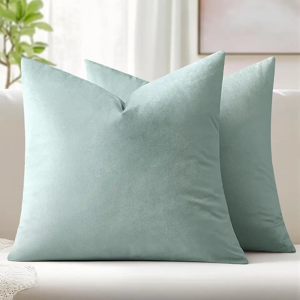 MIULEE Velvet Throw Pillow Covers 18x18 Inch Pack of 2 Aqua Haze