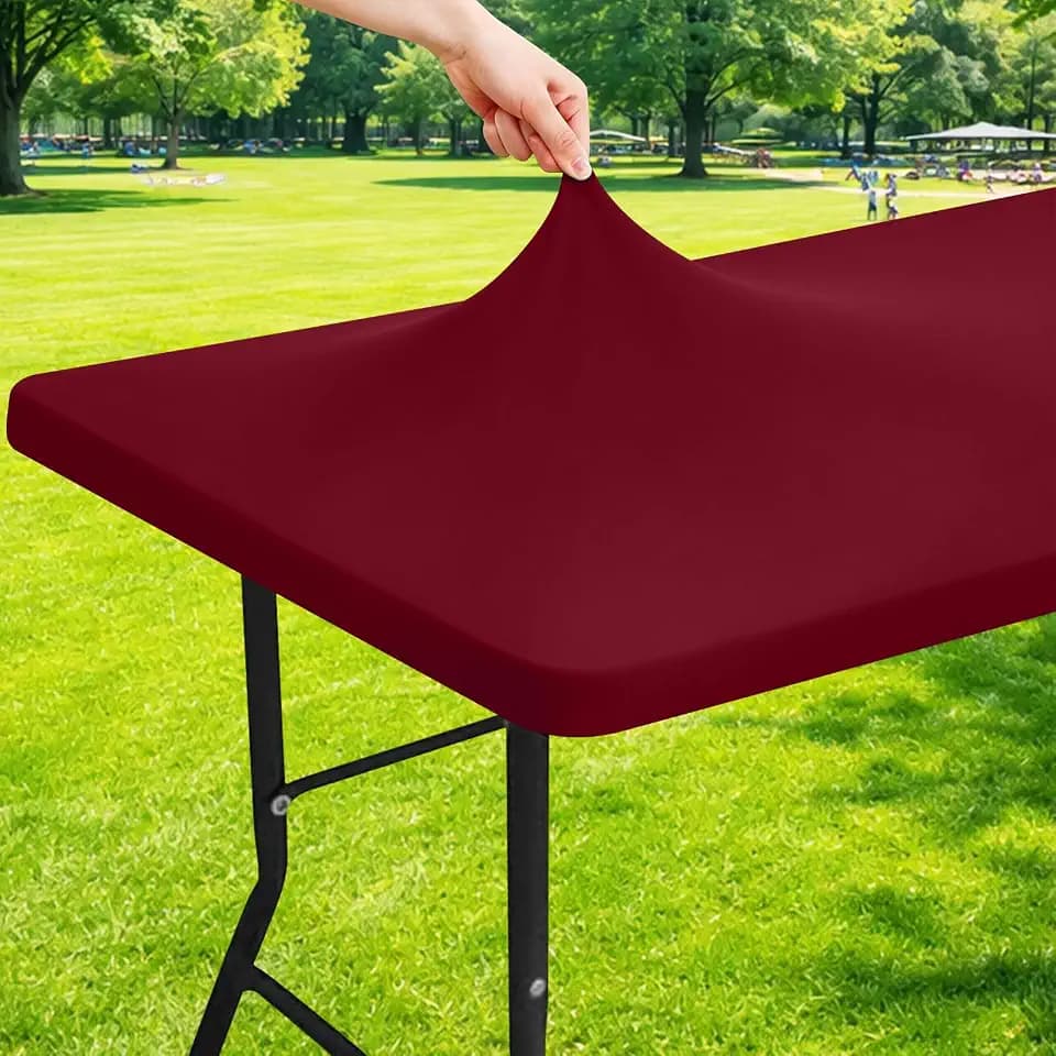 Moosfor Rectangle Spandex Fitted Table Cloth, 8FT Elastic Tablecloth