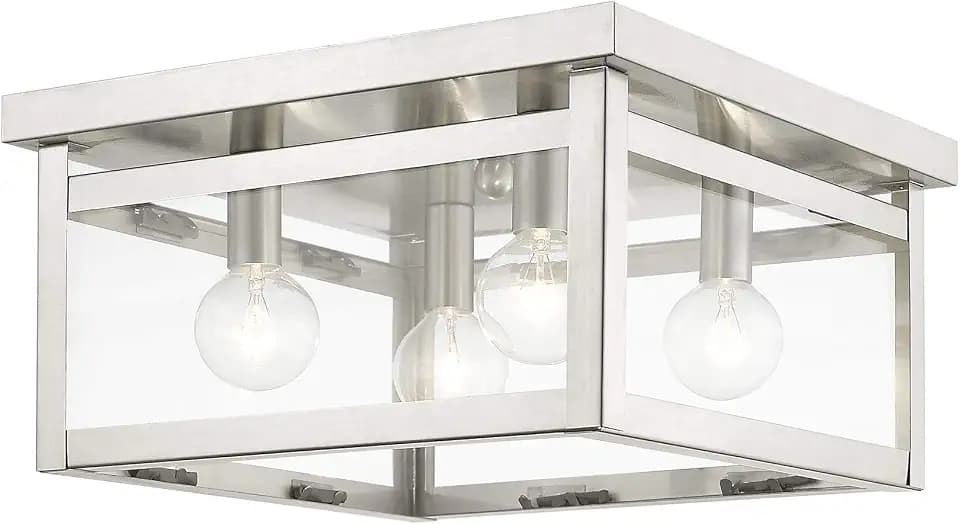 Livex Lighting 4032-91 Milford 4-Light Ceiling Mount, Brushed Nickel, 6.00x11.00x11.00