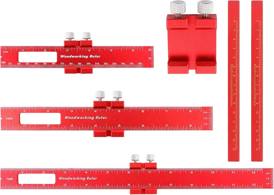 3 Stück Anreißlineal, Streichmaß aus Aluminiumlegierung für Holzbearbeitung, Verstellbar Holzbearbeitungslineal mit Anschlag, Paralleles Lineal für Holzbearbeitung Heimwerken