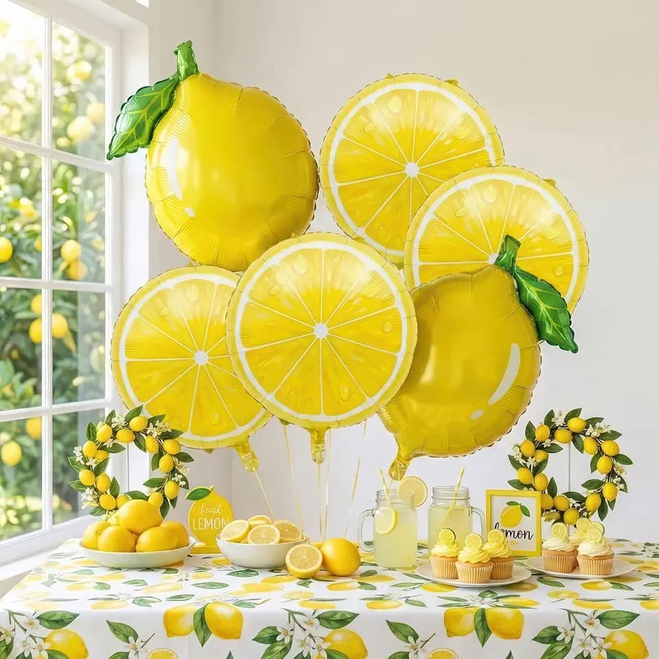 Lemon foil Balloons Summer lemonade with leaves Balloons for Fruit theme birthday she found her main squeeze Bridal Shower Sweet Baby shower Lemonade Centerpiece amalfi coast wedding decorations