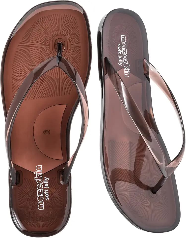 mazeskin Womens Soft Jelly Flip Flops Square Thong Sandals