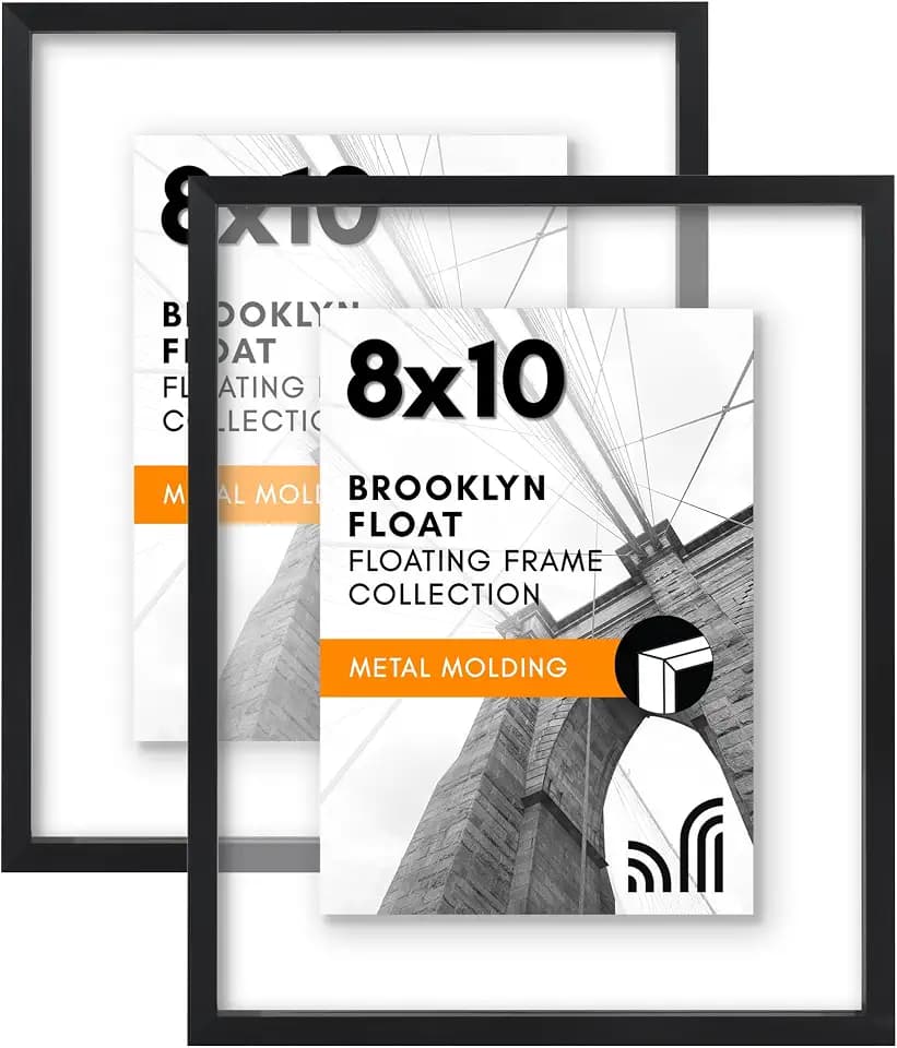 Americanflat 8x10 Floating Picture Frame 2-Pack - Metal - Black
