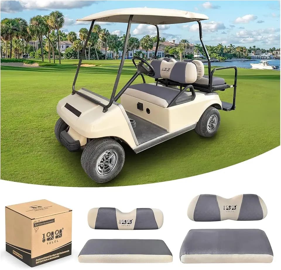 10L0L Golf Cart Front and Rear Seat Covers for 4 Passenger EZGO TXT RXV