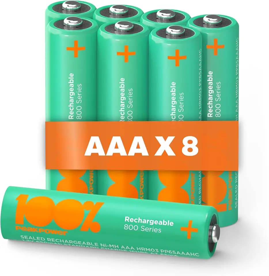 PeakPower Solar Akku AAA NiMH | 8 Stück AAA Akku für Solarlampen
