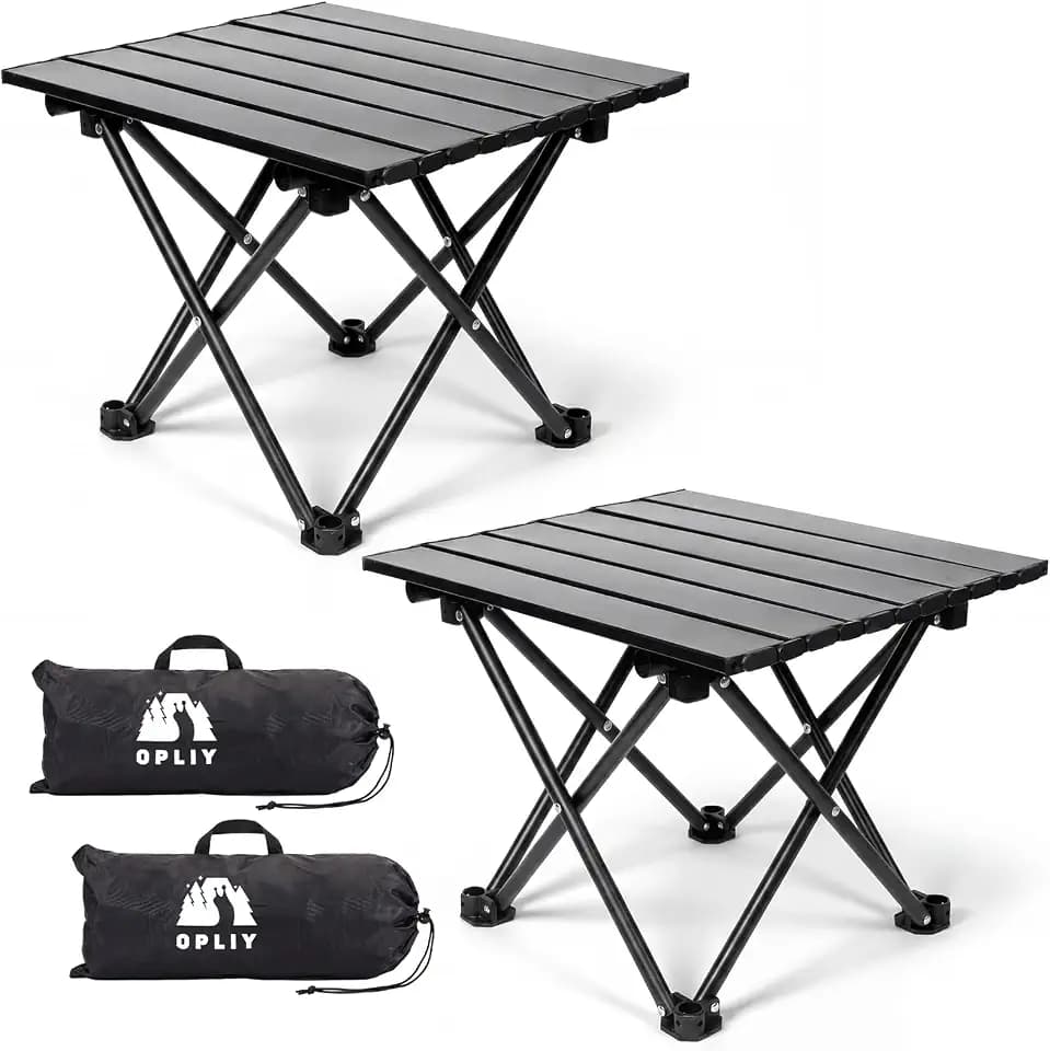 Opliy 2-Pack Portable Camping Table – Ultralight Foldable Car Tray Table with Carry Bag for Camping, Picnic, BBQ, Beach & Outdoor Travel