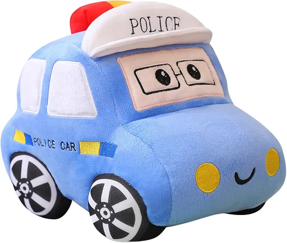3D Cartoon Police Car Throw Pillow Hugging Plush Sheriff Vehicle Stuffed Animal Toys Pillow Sofa Decor Police Car Gift for Kids Or Lovers