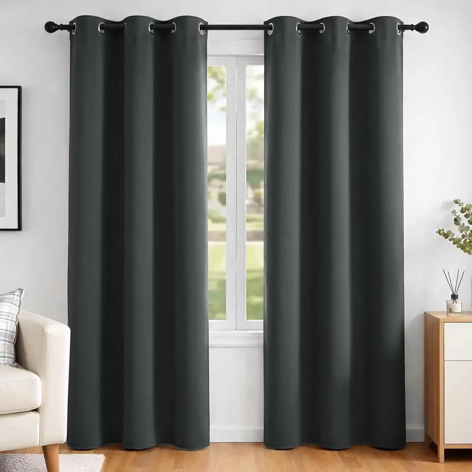 Deconovo Blackout Curtains for Bedroom, 2 Panels, 42W x 84L, Dark Grey