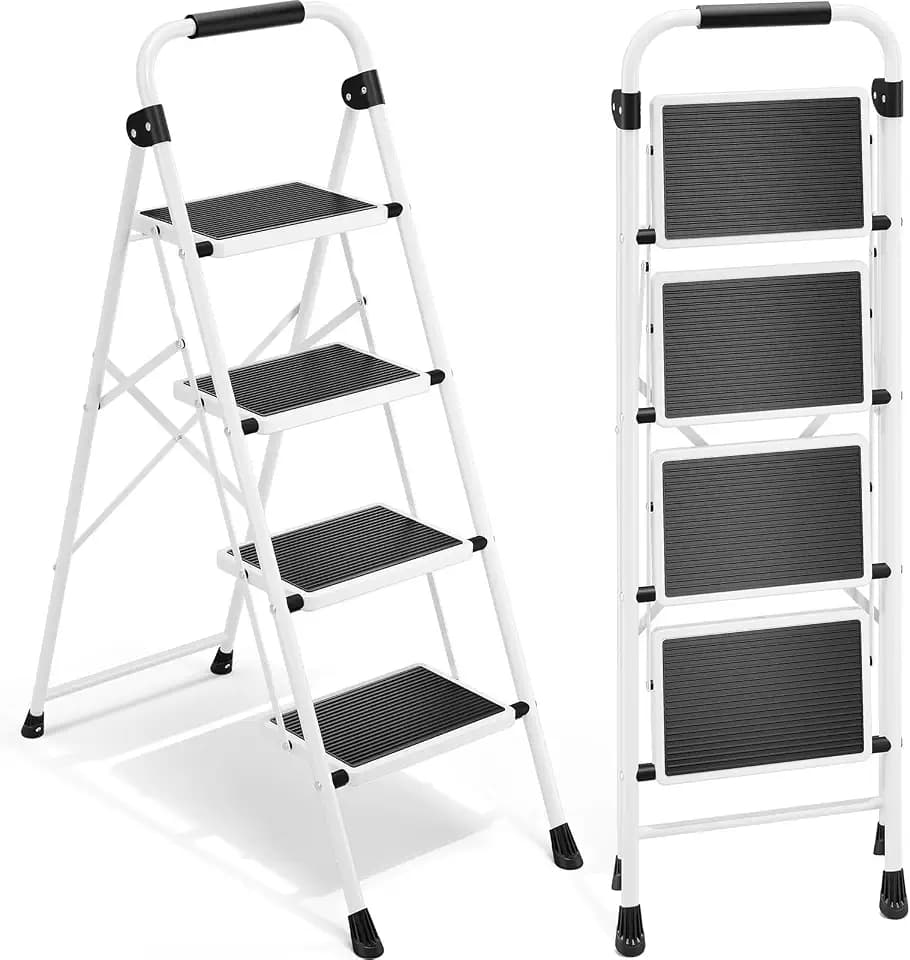 Urackify 4 Step Ladder, Step Stool Foldable for Adults
