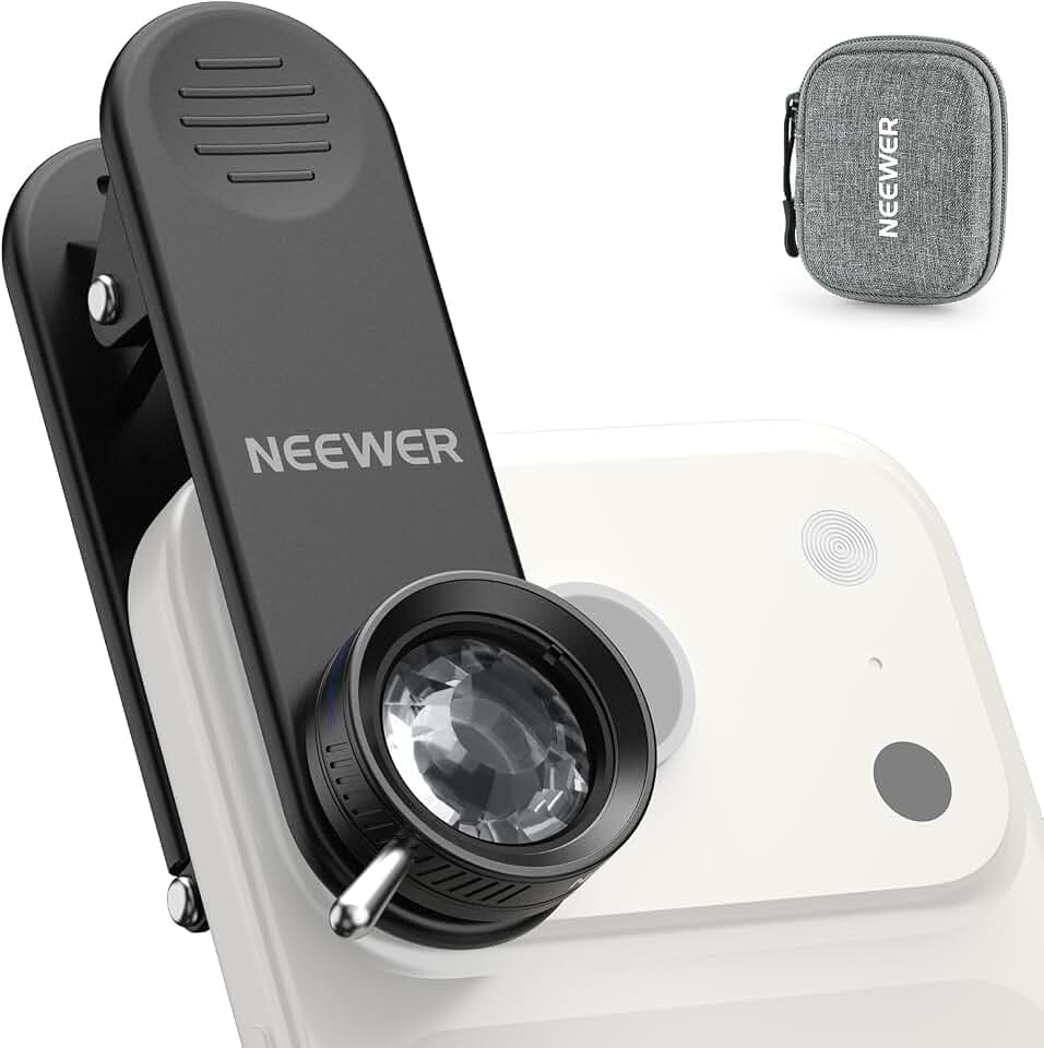 NEEWER 24mm Kaleidoskop Prisma Filter mit Handyclip, K9 Kristallglas Prisma Effektfilter für 17mm Gewinde Objektivrückplatte, Smartphone Käfig, HandyHülle kompatibel mit iPhone Android Samsung, FL-102