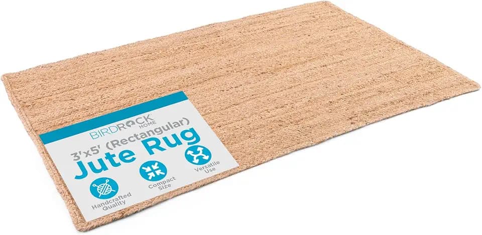 BIRDROCK HOME 3x5 Jute Rug – All-Natural, Soft & Durable – Perfect for Entryways, Kitchens, or Layering – Classic Neutral Tones, Handcrafted & Braided