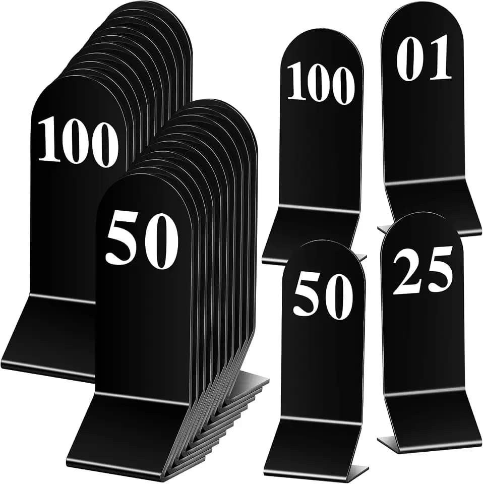 Geetery 100 Pcs Acrylic Double Sided Table Numbers 1-100 Stands, Black
