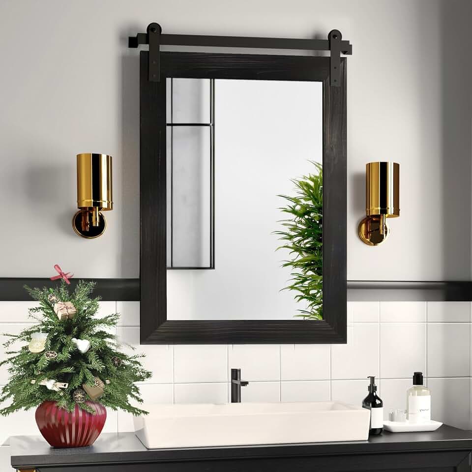 COGOOD Farmhouse Bathroom Mirrors for Over Sink - 30 x 22 Black