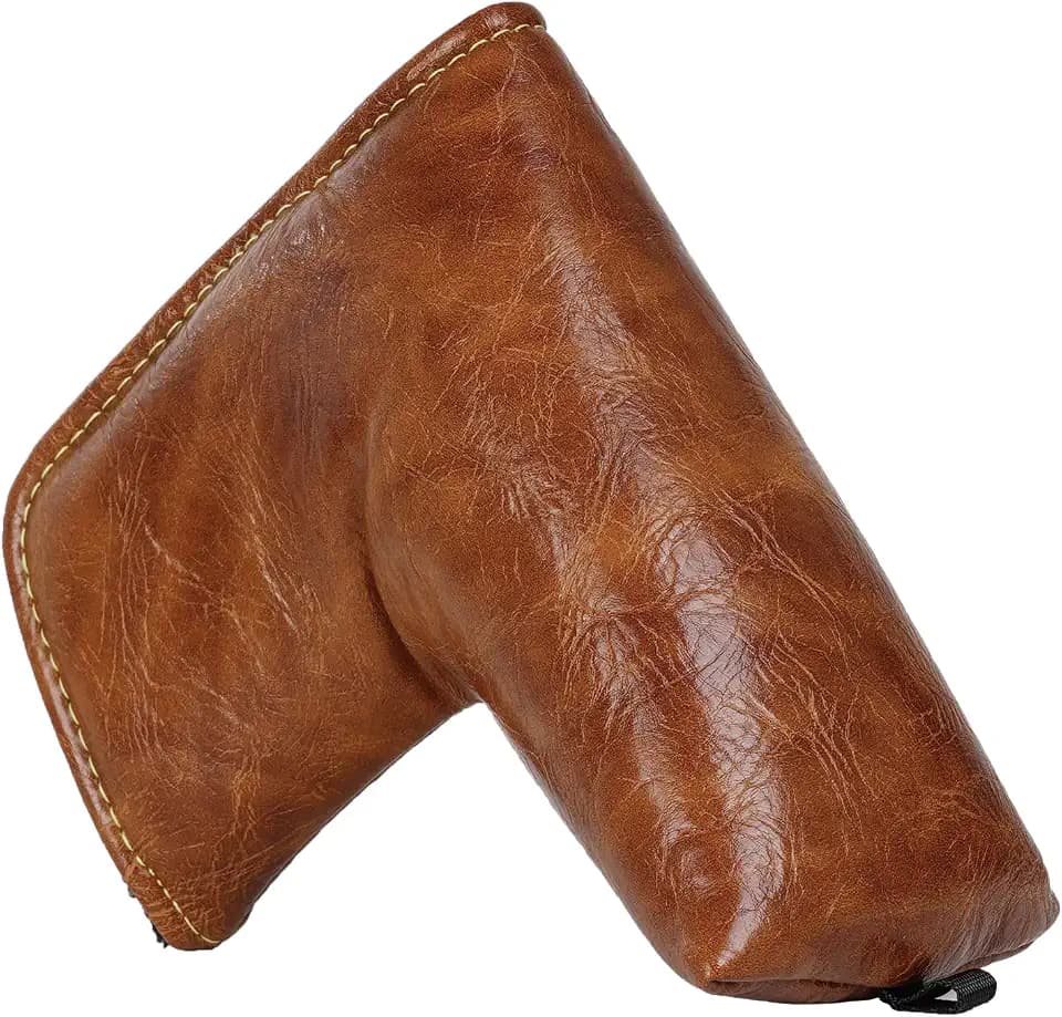 Craftsman Golf Premium Leather Brown Blade Mallet Putter Cover Driver Fairway Wood Headcover Cover Magnetic Closure