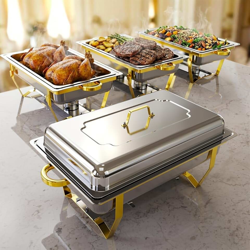 Chafing Dishes for Buffet 4 Pack, High Grade Chafing Dish Buffet Set